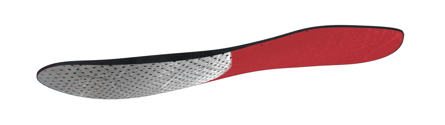 Visual of just the hygienic insole layer with a silver heat-insulating aluminized film in the forefoot.