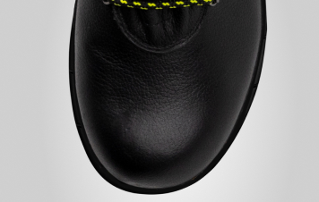 Up-close view of the Asphalt boot's exterior high-flex front zone with no stitching to minimize discomfort.