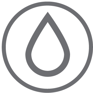 Icon representing slip resistance in the asphalt boot sole, showing a water droplet.